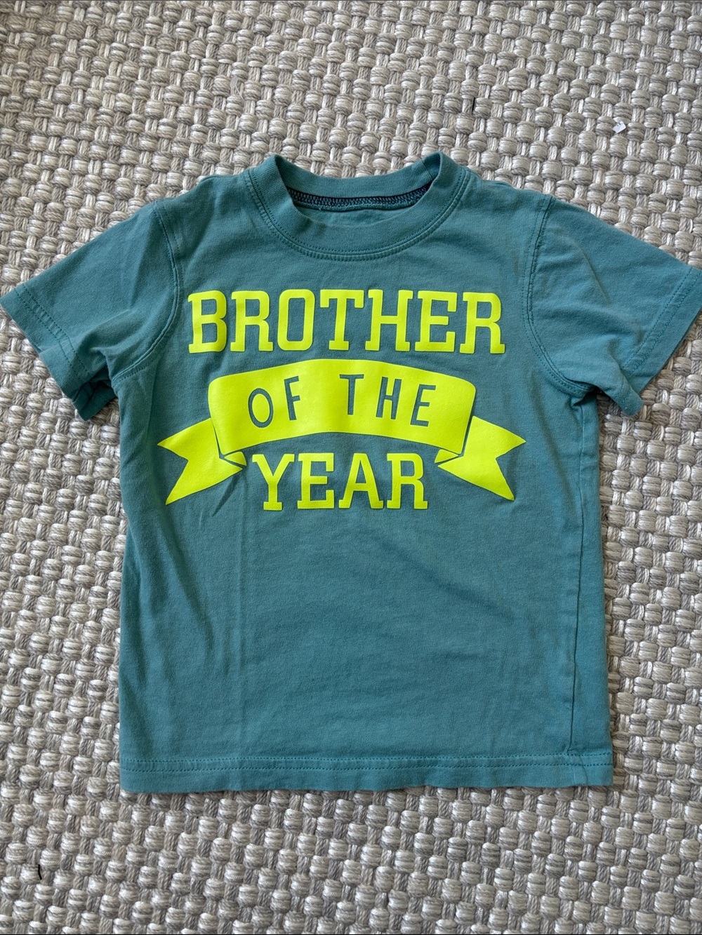 Carter's Teal Tee with Neon Yellow 'Brother of the Year' Graphic